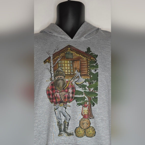 Always Blanks Gray Hoodie with 90's Vintage Lumberjack Graphic Size XL BP-3068 - Picture 2 of 11